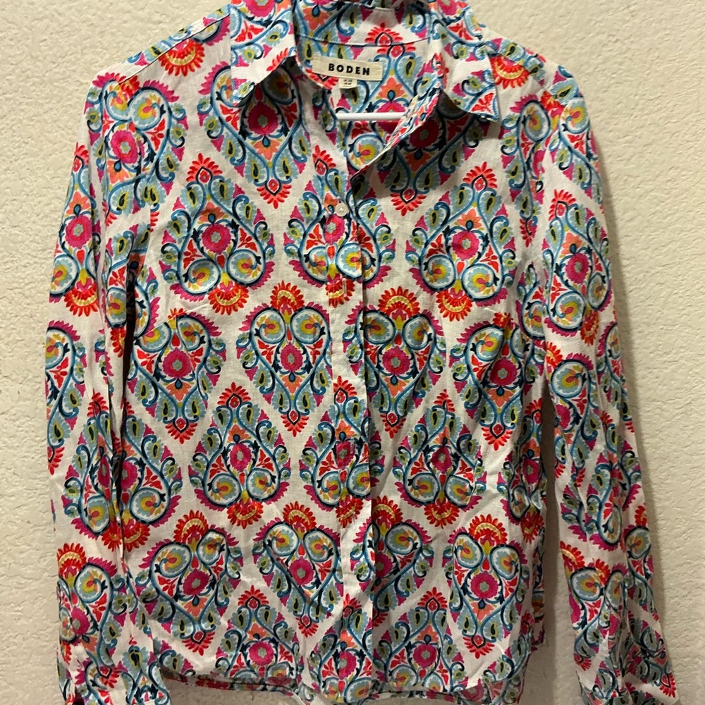 Boden Multicolor Patterned Button Down Shirt 100%… - image 2